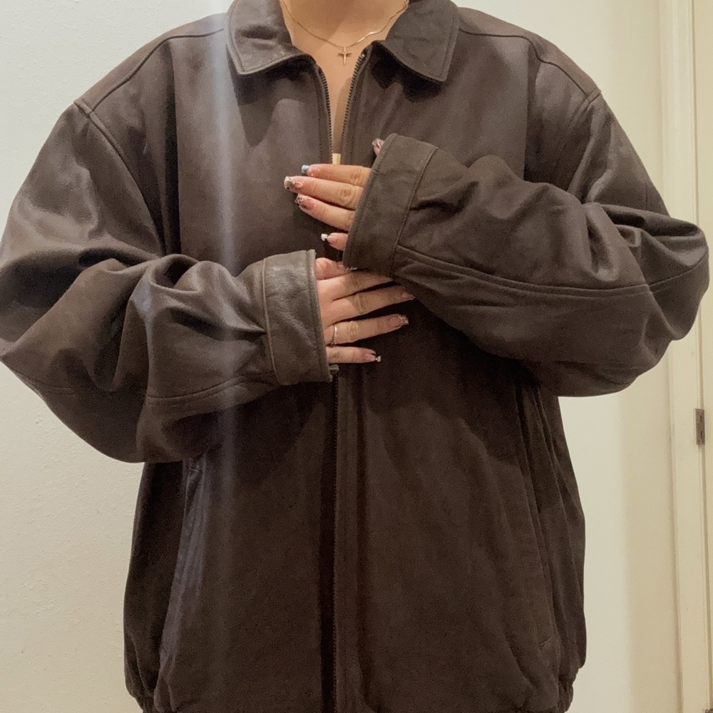 Croft & Barrow Genuine Leather Bomber Jacket - Picture 3 of 5